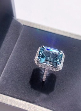 复古风高级宫廷贵气方形海蓝宝