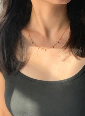 法式超美波光粼粼小方片项链