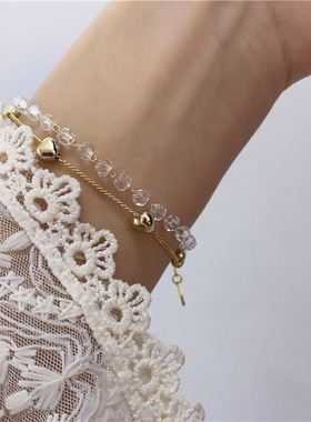 透明双层小爱心甜美风水晶手链