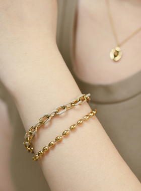 金属链条双层滴油拼接手链女夏生ins冷淡风小众设计感简约配饰潮