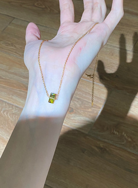 绿色巴洛克天然石项链女小众设计复古风饰品森系个性不规则锁骨链