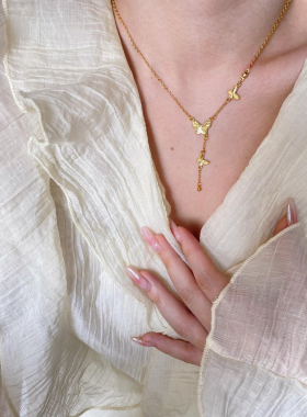 名媛气质新款爆款蝴蝶结金珠项链手链女越南沙金仿真金轻奢高级感