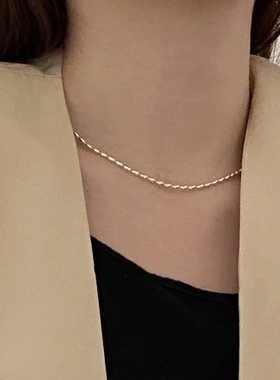 法式气质小银豆豆时髦锁骨链