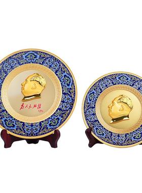 轻奢伟人头像桌面摆设珐琅彩饰品书房玄关家用创意景泰蓝中式摆件