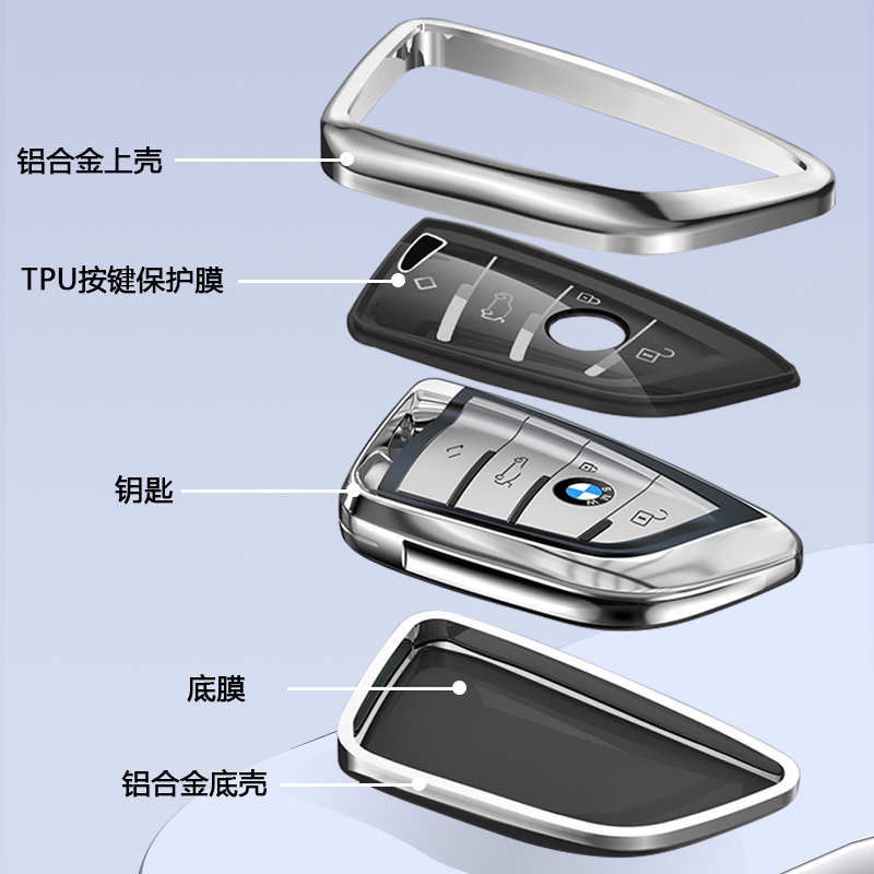 适用于宝马4系钥匙套新2系425/430i/225/M240i/i3/i4壳高档金属扣-图2