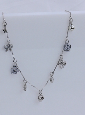 特价欧美饰品j珍珠c皇冠爱心蝴蝶结花朵镀金项链颈链甜美气质现货