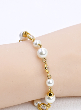 欧美饰品珍珠锆石镀金轻奢项链