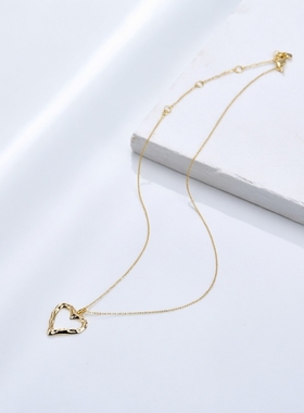 小众轻奢质感镀金色爱心项链