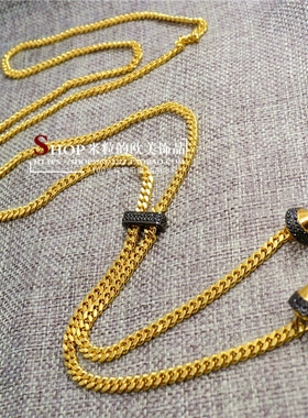 mk圆锥形镶钻流苏长款毛衣链现货