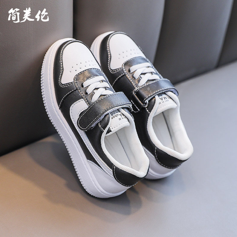 女童小白鞋真皮2025春秋款男童儿童运动鞋学生白色板鞋魔术贴童鞋,淘宝优惠券,粉丝福利购,淘宝优惠卷