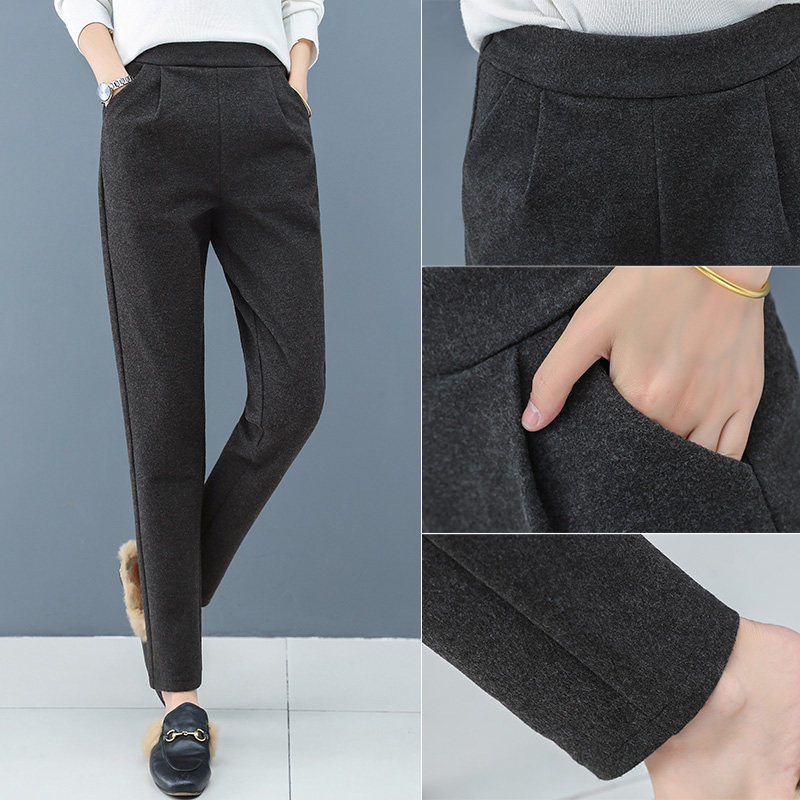 毛呢裤子女秋冬2020新款显瘦哈伦裤 玛依恋休闲裤