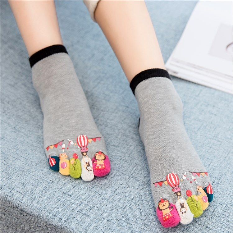 播扣新品女士纯棉彩指分脚趾全棉袜 播扣内衣短袜/打底袜/丝袜/美腿袜