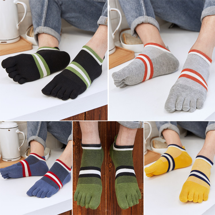 播扣夏季男士纯棉短筒防臭五指袜 播扣内衣短袜/打底袜/丝袜/美腿袜