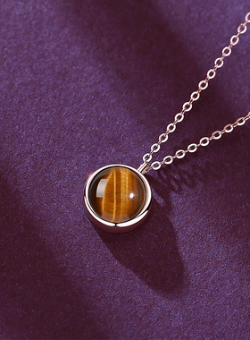 925银，天然虎眼石项链，送证书