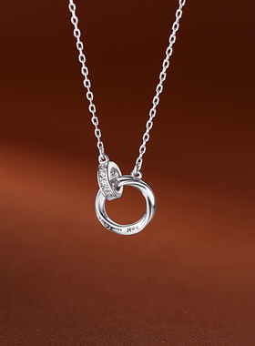 银色双环项链女款酷帅新款