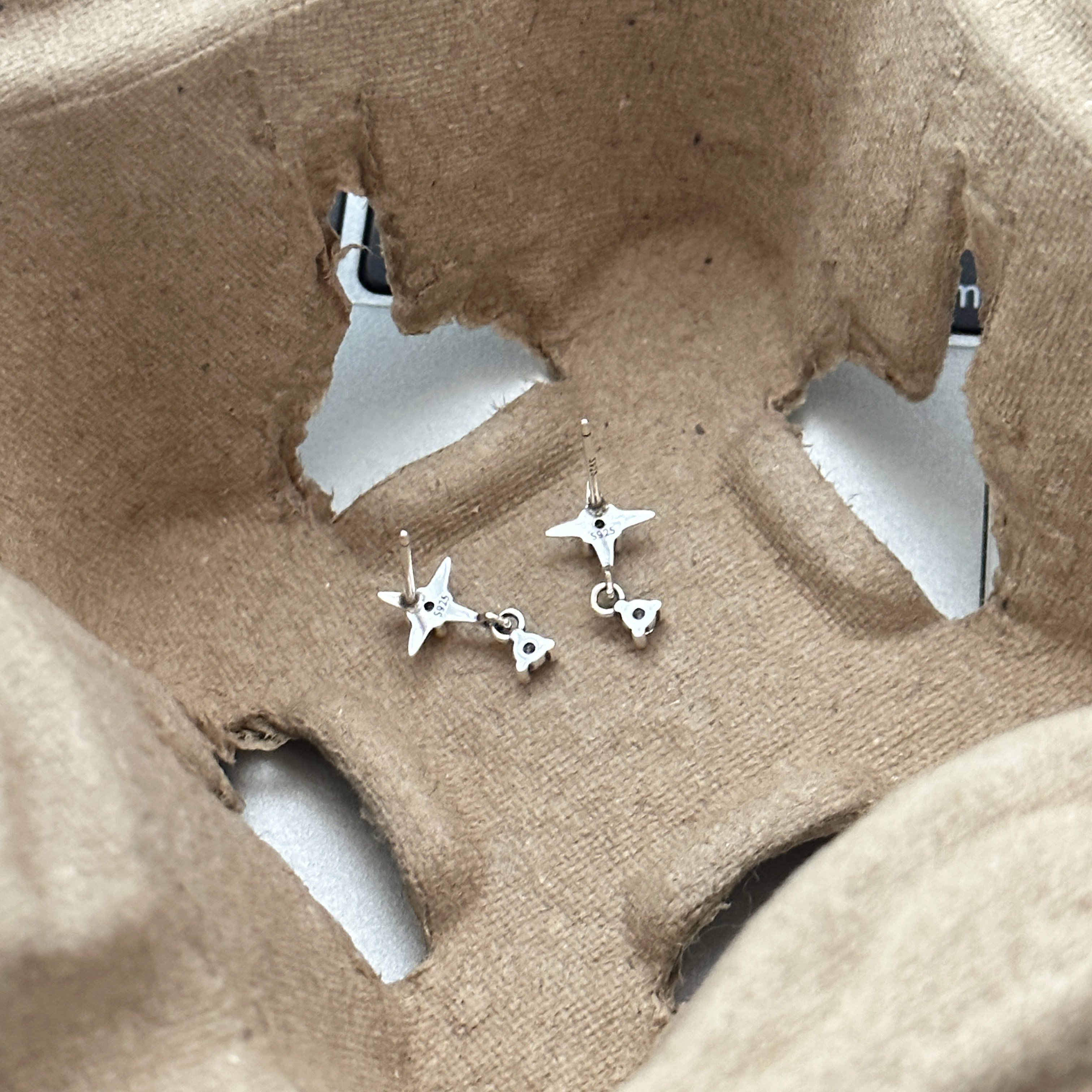 MISSJOJO 韩国ins风时尚简约百搭女大小四芒星S925纯银耳钉 3714,淘宝优惠券,粉丝福利购,淘宝优惠卷