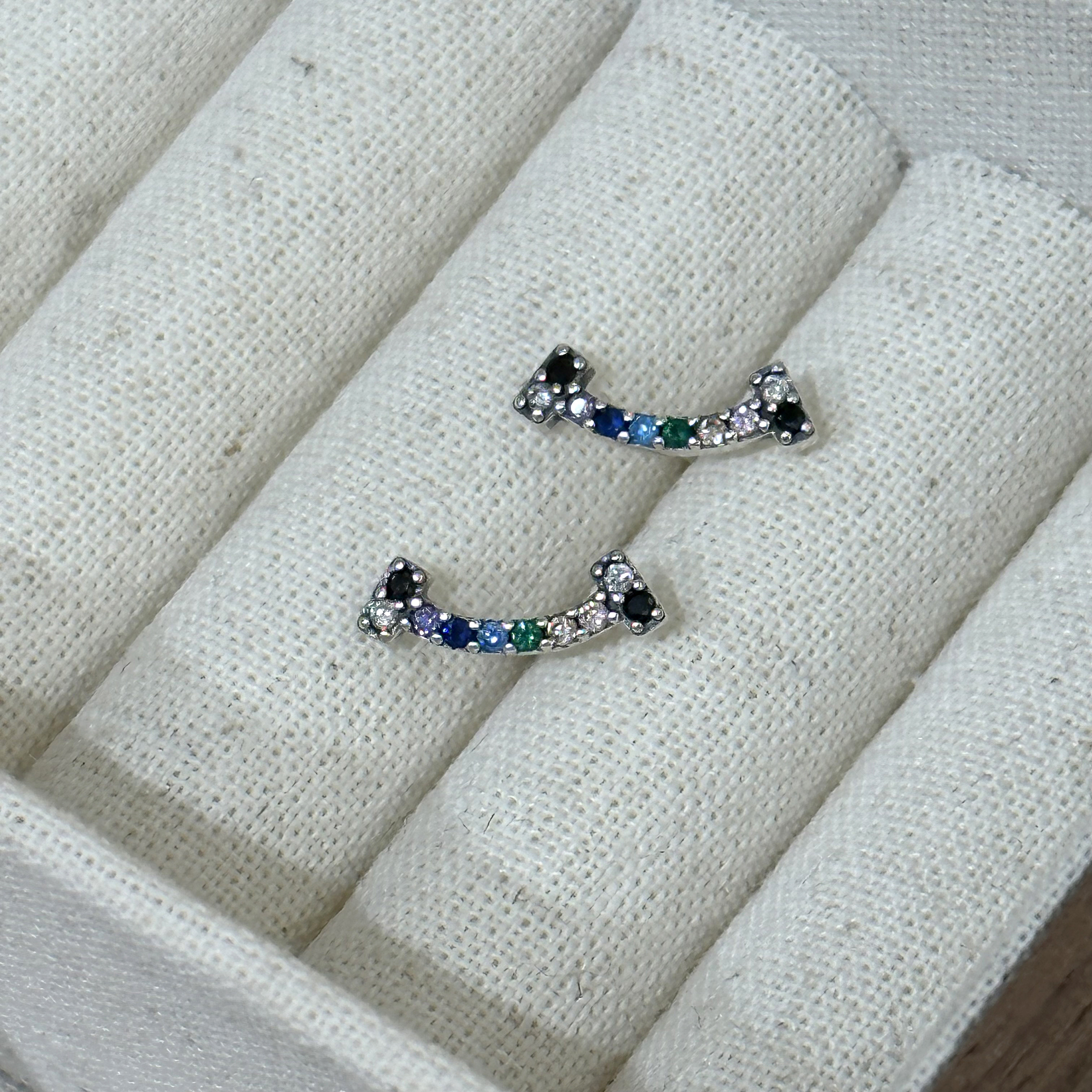 MISS JOJOS925银耳饰韩国ins风简约个性气质简约精致彩钻笑脸耳钉,淘宝优惠券,粉丝福利购,淘宝优惠卷