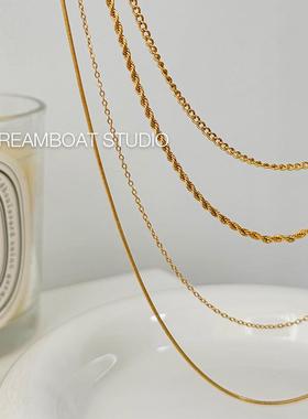 DB超绝免搭配4层叠戴项链ins小众设计感冷淡风麻花蛇骨钛钢锁骨链