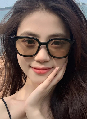 黑框茶色墨镜女夏季防晒防紫外线