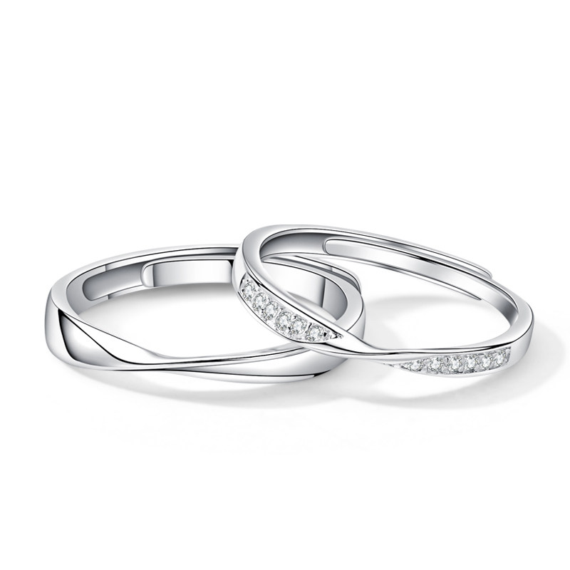 莫比乌斯环999纯银一对男女款对戒 黛茗戒指/指环