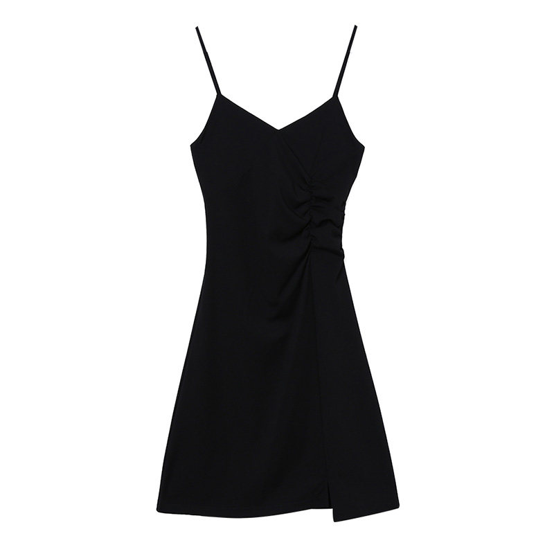 a字小黑裙夏季收腰显瘦性感连衣裙 安丽儿连衣裙