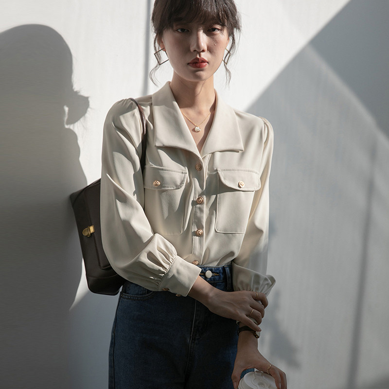 秋装2021年新款法式复古高级感衬衫 原水衬衫