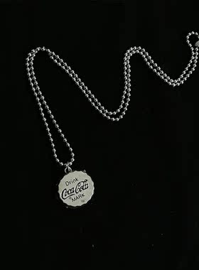 合金圆珠链男女情侣复古瓶盖吊坠