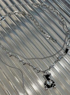 合金小熊吊坠钛钢锁骨链男女潮