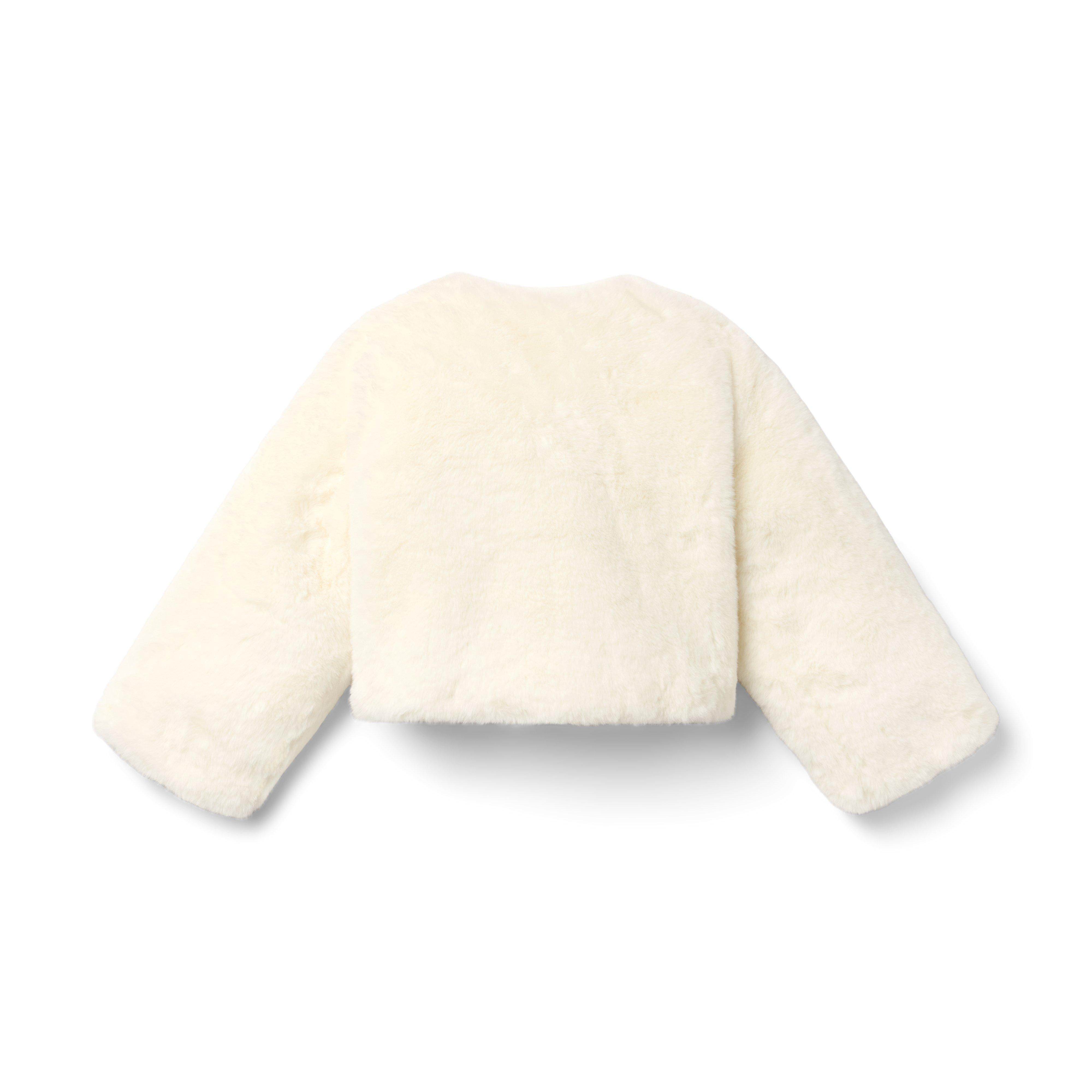 Janie and Jack25新款仿皮草奶白色蝴蝶结春秋冬女童长袖配裙外套,淘宝优惠券,粉丝福利购,淘宝优惠卷