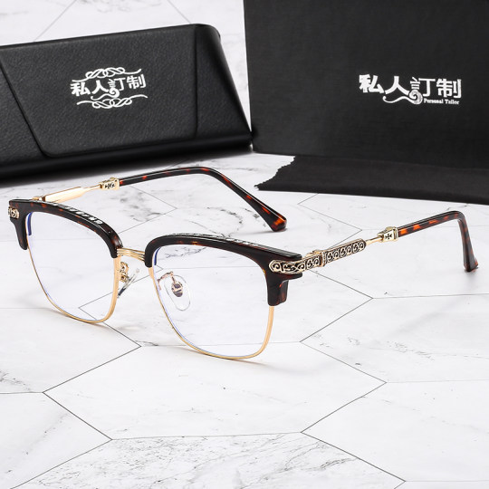 Men's trendy Crow Heart glasses frame retro large face handmade