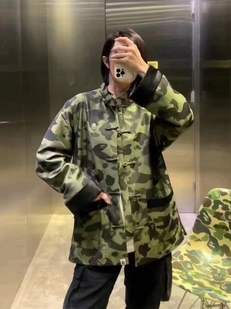 现货 BAPE 1ST CAMO CHINA JACKET 经典绿迷彩唐装 夹克 外套中式 - 图2