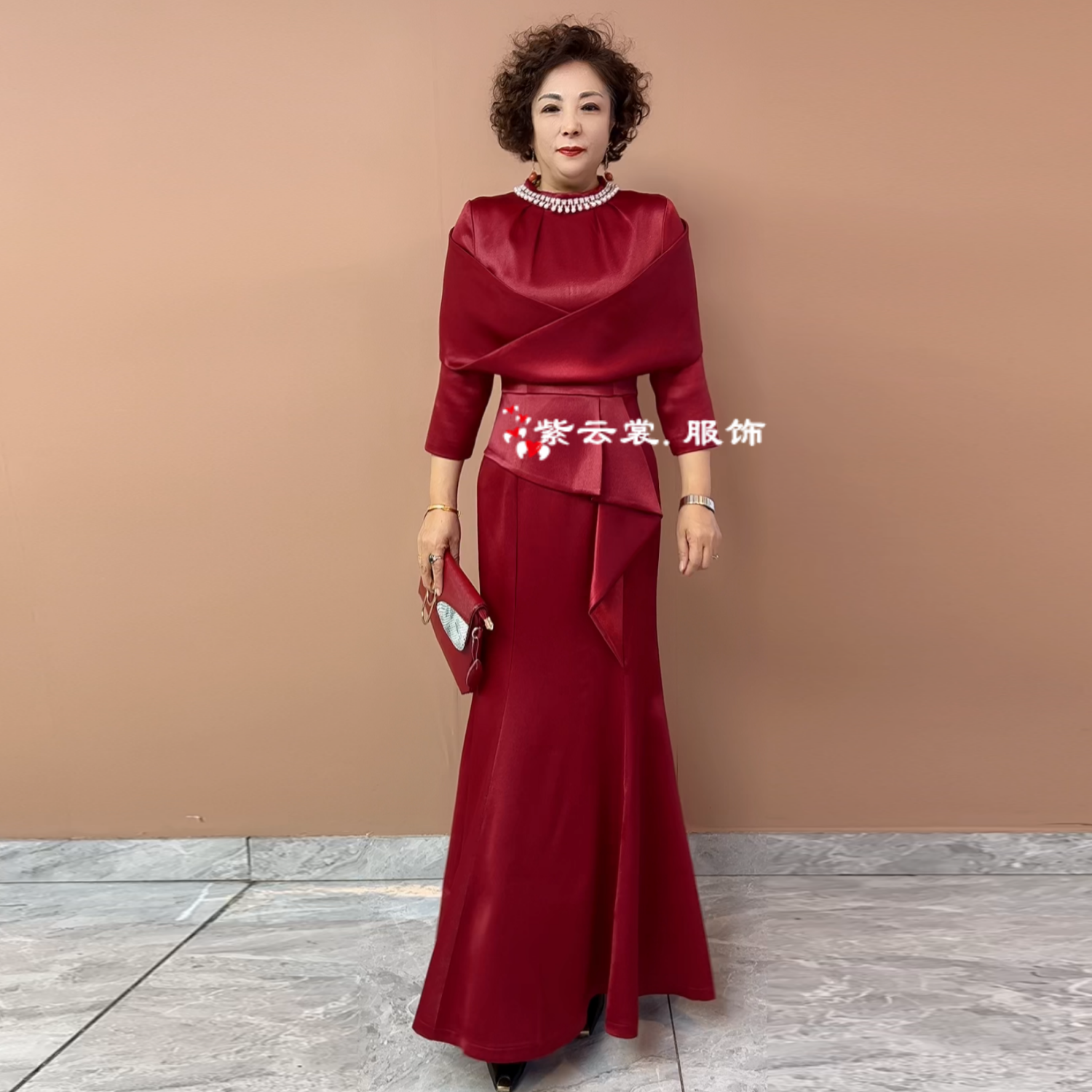 高端喜婆婆婚宴年轻结婚妈妈婚礼高贵洋气鱼尾晚礼服连衣裙敬酒服,淘宝优惠券,粉丝福利购,淘宝优惠卷