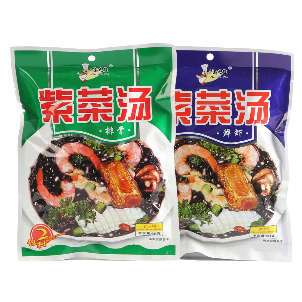¥海之佳紫菜汤冲泡即食方便速食汤排骨鲜虾味