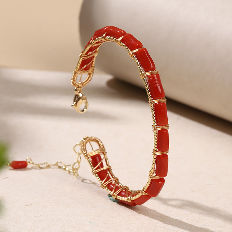 【胡可推荐】红桥 珊瑚开口可调节手镯新中式国风 合金,淘宝优惠券,粉丝福利购,淘宝优惠卷