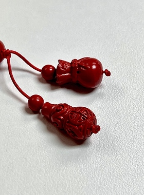 红桥珍珠 莲花钱袋子葫芦朱砂手机链装饰吊坠 过年过节DIY