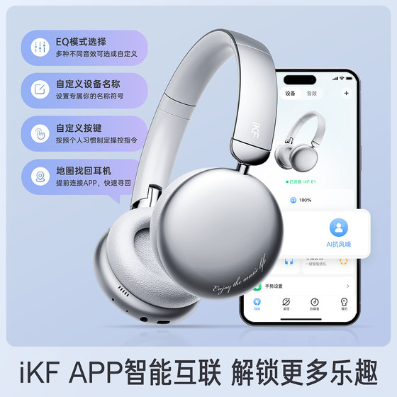 IKF E1 Headphones Bluetooth Wireless Noise Reduction Long Standby Fashionable Wear for Photography Men and Women 2026 New Style
