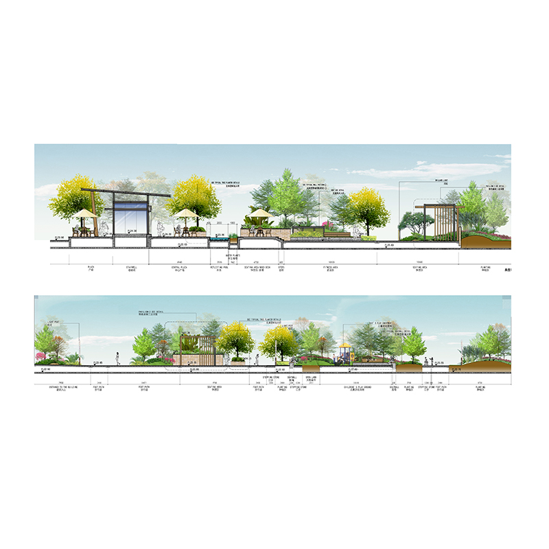 道路景观竖向设计PSD效果图剖立面图住宅园路分析标注PS分层素材 - 图3