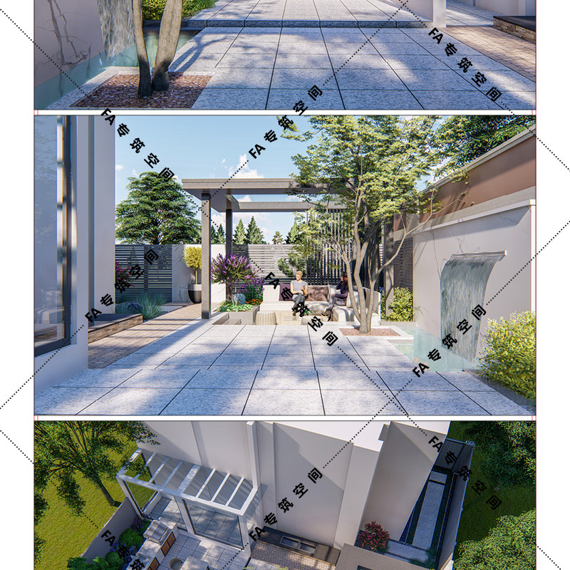 私家花园别墅庭院景观设计效果图CAD图纸LUMION模型SU模型方案图_虎窝淘