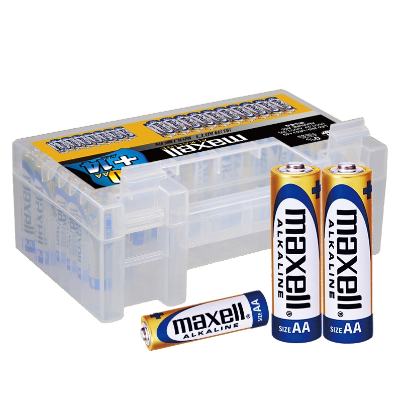 Maxell7号电池耐用碱性34粒混合装送收纳盒家庭装5号干电池1.5V空调电视遥控器鼠标玩具AAA挂闹钟小号干电池-图0