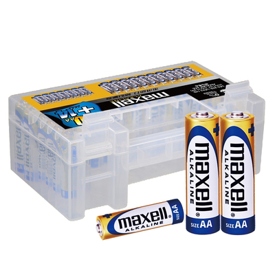 Maxell7号电池耐用碱性34粒混合装送收纳盒家庭装5号干电池1.5V空调电视遥控器鼠标玩具AAA挂闹钟小号干电池