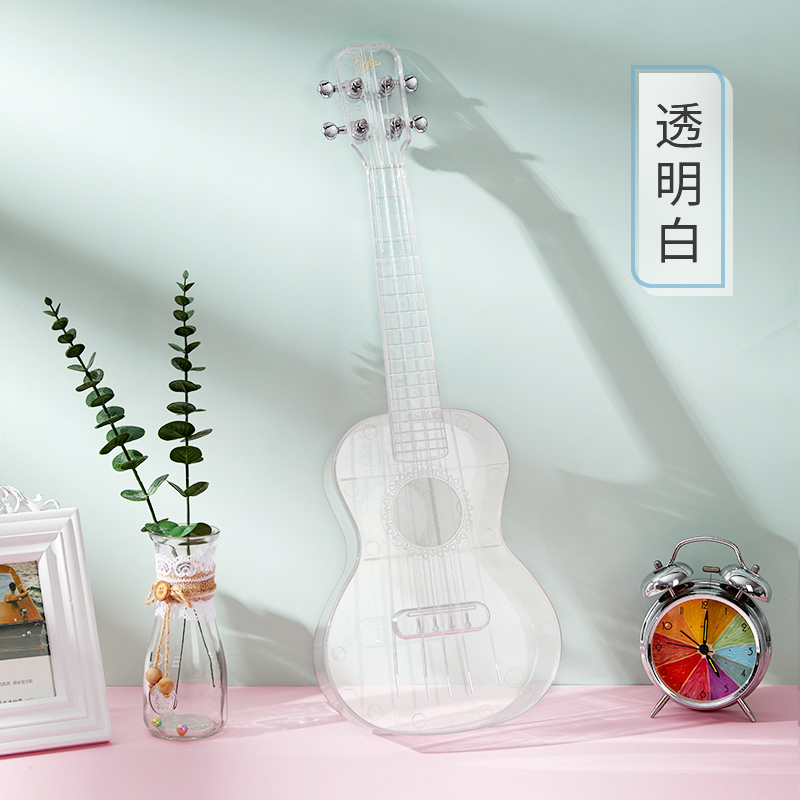 小象乐器专营店水晶尤克里里透明初学者学生成人女男23寸乌克丽丽儿童入门小吉他0