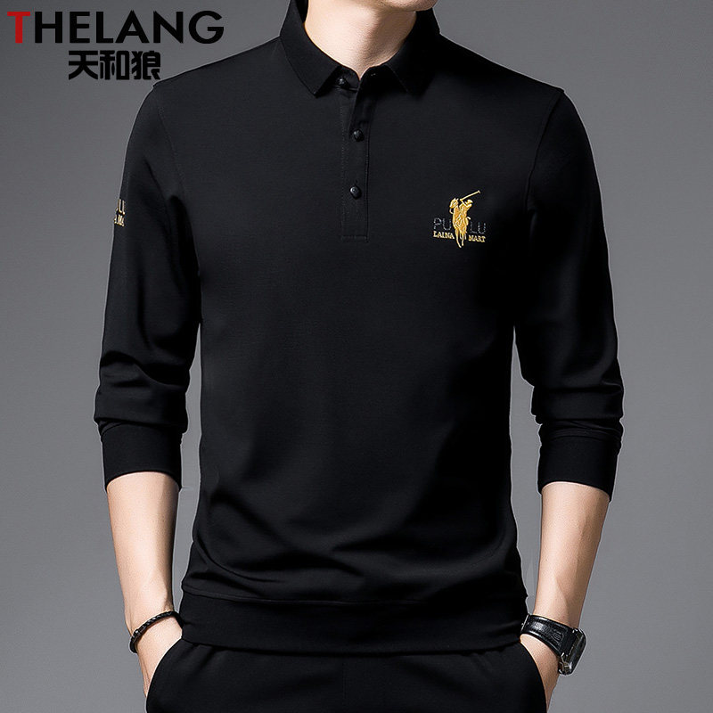 春秋长袖男士中青年翻领polo衫卫衣 天和狼T恤