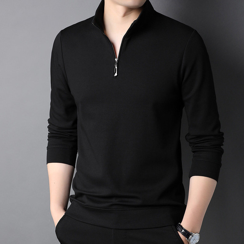 中青年长袖男士立领纯色棉薄款卫衣 天和狼T恤