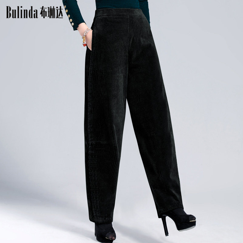 布琳达灯芯绒女裤新款秋冬宽松大码条绒休闲裤子女纯棉香蕉萝卜裤,淘宝优惠券,粉丝福利购,淘宝优惠卷