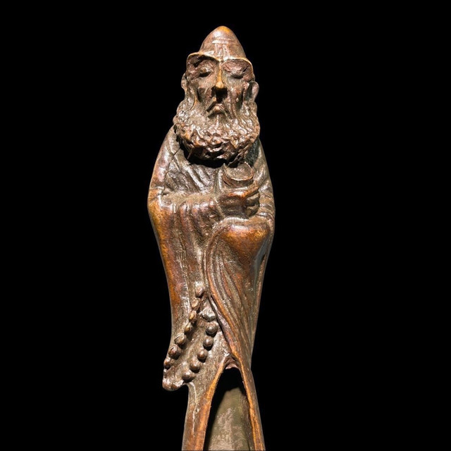 Ancient style Bodhidharma enlightenment tea art tea ceremony copper utensils tea shovel antique pulp tea shovel small ornaments carved hand antique