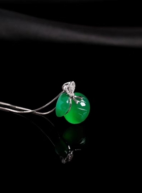 天然冰种祖母绿钱袋925银吊坠