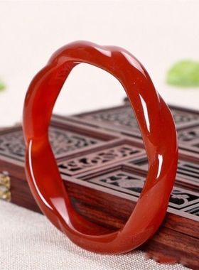 正品巴西红玛瑙玉髓麻花女款复古