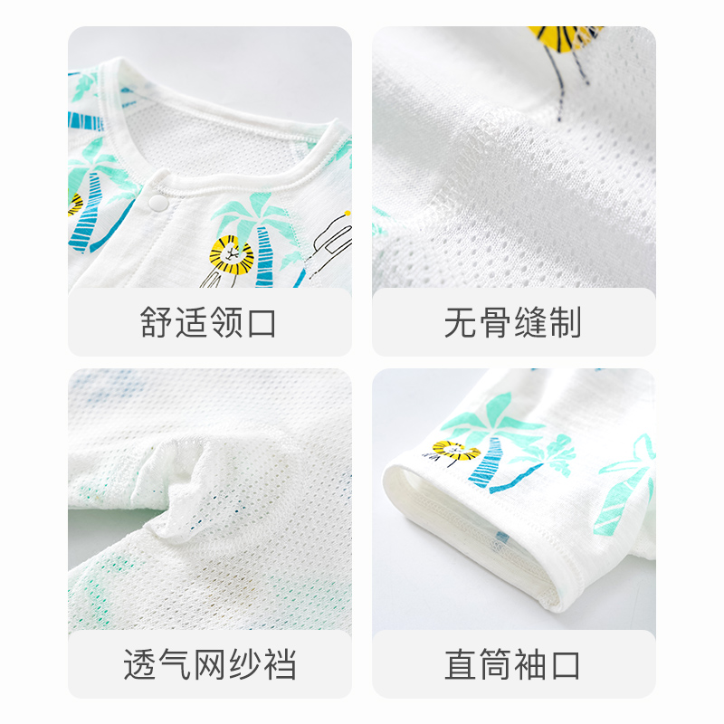 婴儿连体衣夏薄款纯棉宝宝短袖短裤哈衣爬服婴儿空调服夏宝宝夏装-图2