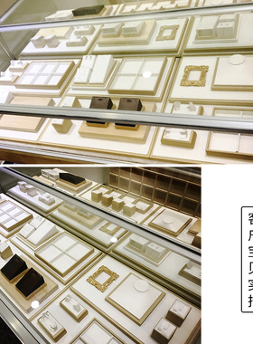 珠宝展示道具套装高档白项链展示架首饰盘饰品架子玉器手镯陈列板