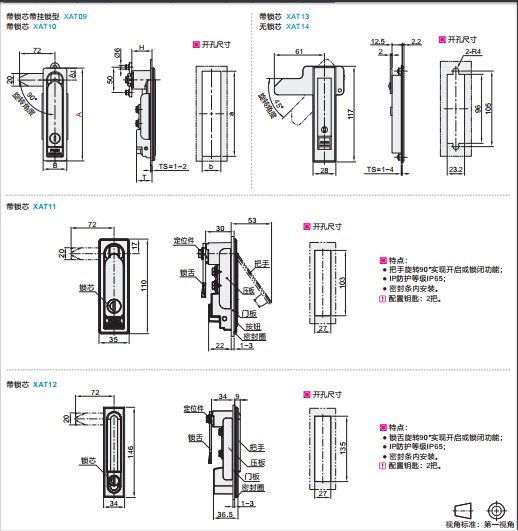 XAT09-A110/A132/A150 XAT10-A110/A132/A150 XAT11把手平面锁-图2